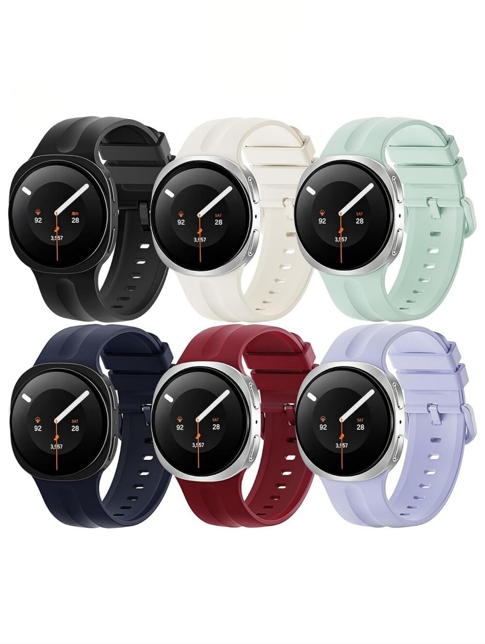Samsung Galaxy Watch 9/8 40mm/44mm 6 Pcs No Gap Silicone Bands - NEW